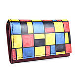 Peňaženky - Dámska kožená peňaženka s motívom Mozaika, ručná maľba - 15050732_