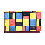 Peňaženky - Dámska kožená peňaženka s motívom Mozaika, ručná maľba - 15050733_