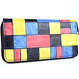 Peňaženky - Dámska nákupná kožená peňaženka s motívom Mozaika, ručná maľba - 15050994_