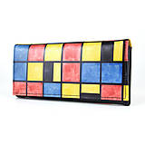 Peňaženky - Dámska ručne maľovaná kožená peňaženka s motívom Mozaika - 15051327_