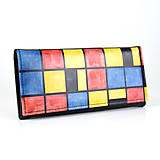 Peňaženky - Dámska ručne maľovaná kožená peňaženka s motívom Mozaika - 15051331_