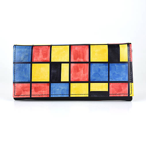 Dámska ručne maľovaná kožená peňaženka s motívom Mozaika