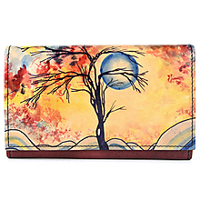 Peňaženky - Dámska kožená peňaženka s motívom Jar, ručná maľba - 15050613_