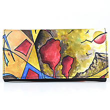 Peňaženky - Dámska ručne maľovaná kožená peňaženka s motívom Abstrakt - 15051152_