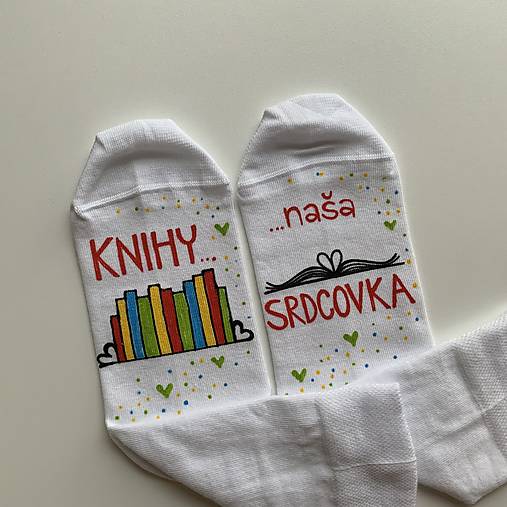 Maľované ponožky pre milovníčku kníh/knihovníčku/predajcu kníh (3)