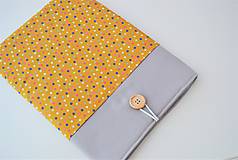 Na notebook - Obal na notebook s gombíkom NA MIERU (vzorkovník látok) (jednoduché predné vrecko) - 15053758_