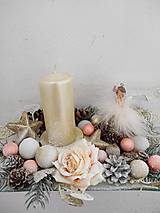 Dekorácie - Dekorácia vianočná, svietnik na Vianoce, anjelik marhuľový - 15051238_