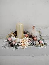 Dekorácie - Dekorácia vianočná, svietnik na Vianoce, anjelik marhuľový - 15051239_