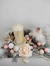 Dekorácie - Dekorácia vianočná, svietnik na Vianoce, anjelik marhuľový - 15051241_