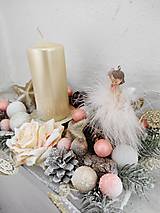 Dekorácie - Dekorácia vianočná, svietnik na Vianoce, anjelik marhuľový - 15051242_