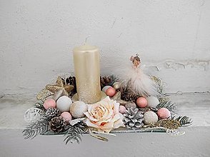 Dekorácie - Dekorácia vianočná, svietnik na Vianoce, anjelik marhuľový - 15051240_