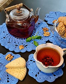 Úžitkový textil - Modrý čajník (sada obrúskov 3+1) - 15051630_