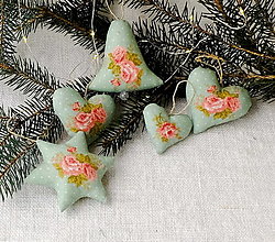 Dekorácie - Vianočné dekorácie - tyrkysové sady s ružičkou - 15050688_