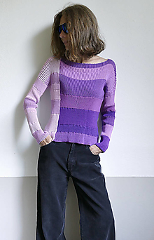 Svetre a kardigány - fialový pulover-bavlna - 15052493_