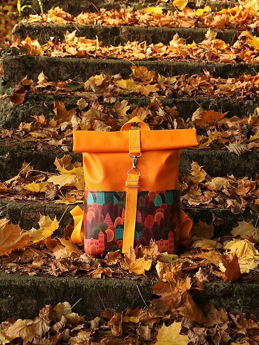 Roll top batoh L „ jeseň v meste “