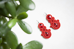 Červená Ľalia - Ručne šité šujtášové náušnice - Soutache earrings