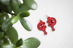 Červená Gita - Ručne šité šujtášové náušnice - Soutache earrings