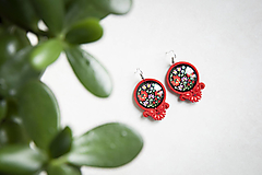 Červená Kalocsai - Ručne šité šujtášové náušnice - Soutache earrings