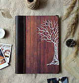 Veľký fotoalbum A4 s kresbou stromu v koženej väzbe