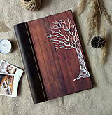 Papiernictvo - Veľký fotoalbum A4 s kresbou stromu v koženej väzbe - 15054786_