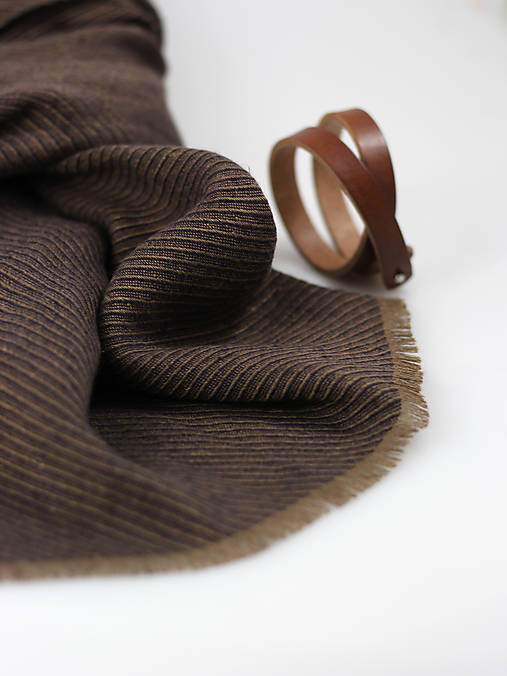 Elegantný pánsky šál z hnedého vzorovaného ľanu "Brown"
