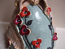 Dekorácie - Anjelik s kvetmi - maľovaný zvonec - 15054394_