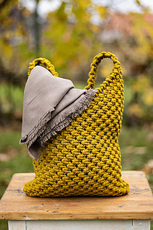 Veľké tašky - Spicy yellow makramka - 15055389_