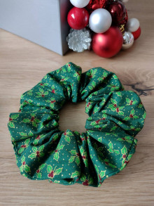 Ozdoby do vlasov - Vianočná scrunchie gumička I. (Zelená) - 15054601_