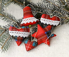 Dekorácie - Vianočné dekorácie - sady z károvanej bavlny (škótske káro sada No27) - 15054356_