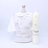 Detské oblečenie - Vyšívaná košieľka na krst "Sivo biely anjel s ružičkami" (košieľka) - 15060900_