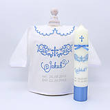Detské oblečenie - Modrá košieľka s rustikálnym ornamentom a krížikom (expres sviečka) - 15061609_