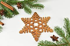 Dekorácie - Snehová vločka č.6 (sada 3ks) - drevená vianočná ozdoba - 15061990_