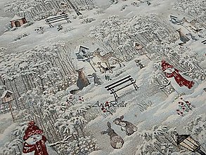 Úžitkový textil - Vianočný obrus Zimná príroda so snehuliakom a zvieratkami - 15060046_