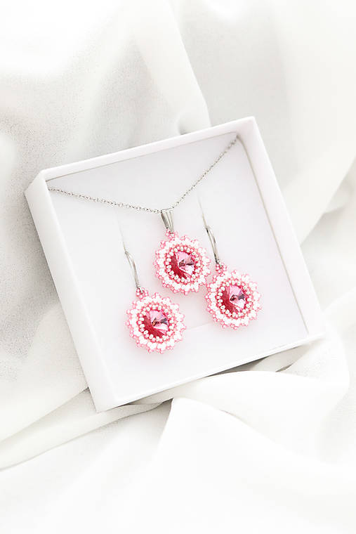 Ručne šitý set šperkov Mini (Ružová)