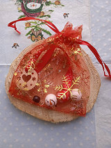 Vianočný drevený SNEHULIAK - ozdoba na stromček (Darčekové balenie - organzové vrecko)