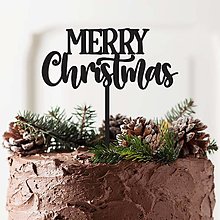 Dekorácie - Zápich na tortu - Merry christmas 1 - 15060543_