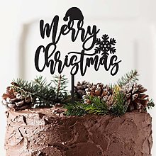 Dekorácie - Zápich na tortu - Merry christmas 2 - 15060549_