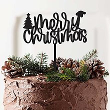 Dekorácie - Zápich na tortu - Merry christmas 3 - 15060566_