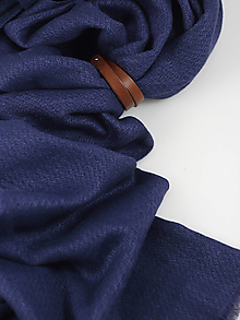 Šatky - Veľký modrofialový vzorovaný šál z exkluzívneho 100% ľanu "Maxim" - 15063635_