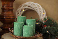 Sviečky - Mrazivé adventné sviečky (smrekovo zelená) - 15065432_