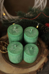 Sviečky - Mrazivé adventné sviečky (smrekovo zelená) - 15065435_