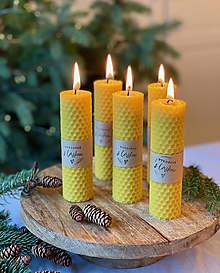 Sviečky - Ručne točená sviečka z medzistienky 100% včelí vosk (Modrá) - 15067055_