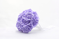 Kytice pre nevestu - Saténová kytica svadobná svetlá fialová ruže - 15065665_