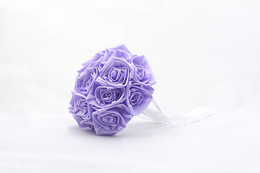 Kytice pre nevestu - Saténová kytica svadobná svetlá fialová ruže - 15065665_
