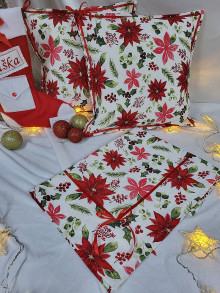 Úžitkový textil - Vianočný obrus , prestieranie a obliečky na vankúše - 15064196_