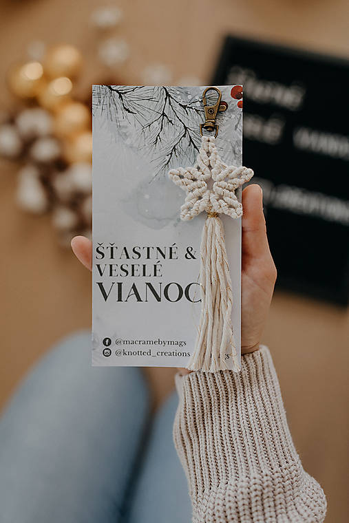 Kľúčenky - ŠTASTNÉ a VESELÉ Kľúčenka (Natural/gold) - 15064757_