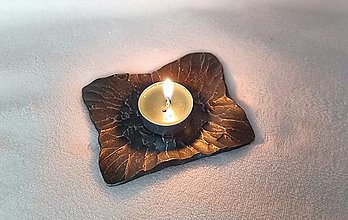 Svietidlá a sviečky - Kovaný svietnik "tanierik" - 15065823_