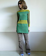 Šaty - zelené minišaty-dlhý pulover - 15066812_