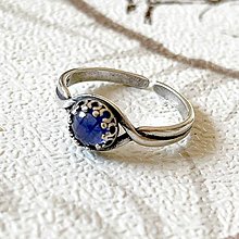 Prstene - Antique Silver Filigree Iolite Ring / Filigránový prsteň s iolitom A0007 - 15069036_