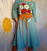 Šaty - Ľanové, ručne maľované šaty " Kytica s makmi a margarétkami " - 15069053_